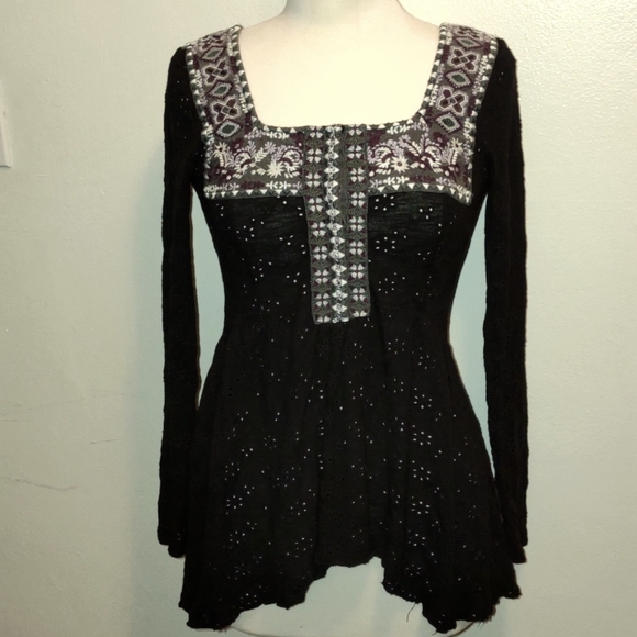 Free People Tops - NWOT FREE PEOPLE long sleeve boho tunic high/low blouse SZ SMALL
